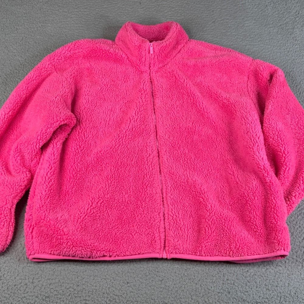 PINK Victoria's Secret Jacket Women XL Pink Sherpa Full Zip Mock Neck Fleece